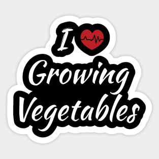 I Love Growing Vegetables Cute Red Heart / Heartbeat Sticker